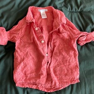 Janie and Jack button up tee with roll up sleeves rust orange sized 12-18 month